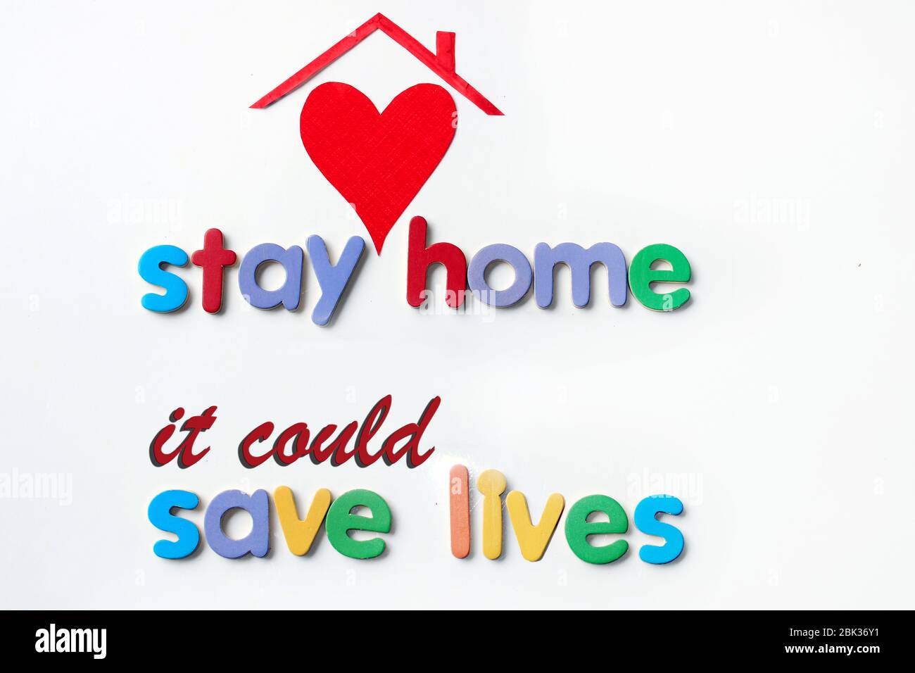 `Stay home, it could save lives` slogan due to Coronavirus pandemic outbreak around the world. Coronavirus Covid-19, quarantine motivational phrase. Stock Photo
